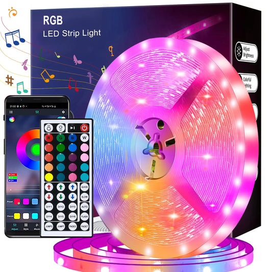 Fita de LED USB 1-30m RGB SMD 2835 com Mudança de Cor, Controle por Aplicativo Bluetooth, Fita de Diodo LED para Decoração de Quarto e Iluminação Traseira de TV