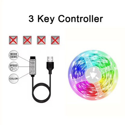 Fita de LED USB 1-30m RGB SMD 2835 com Mudança de Cor, Controle por Aplicativo Bluetooth, Fita de Diodo LED para Decoração de Quarto e Iluminação Traseira de TV