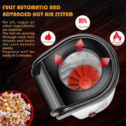 Máquina Elétrica de Pipoca Doméstica 220V 110V, Mini Máquina Automática de Fazer Pipoca com Ar Quente para Uso Doméstico DIY, Cozinha, Presente para Crianças
