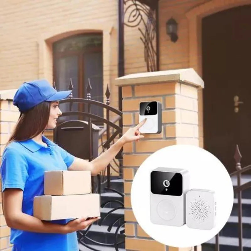 Campainha Inteligente Wi-Fi com Visor LCD e Câmera, Notificações no Celular para Segurança Residencial