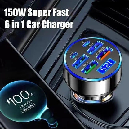 Carregador Automotivo 350W USB PD QC3.0 USB C, Adaptador Tipo C para iPhone Samsung Huawei Xiaomi com Carregamento Rápido