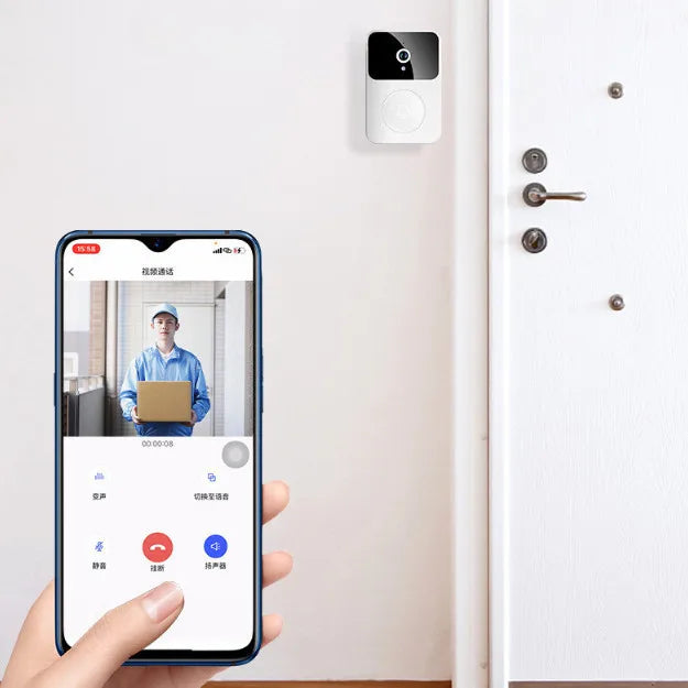 Campainha Inteligente Wi-Fi com Visor LCD e Câmera, Notificações no Celular para Segurança Residencial