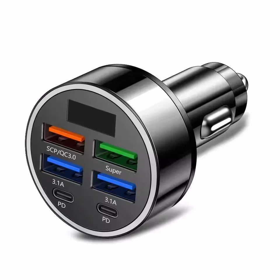 Carregador Automotivo 350W USB PD QC3.0 USB C, Adaptador Tipo C para iPhone Samsung Huawei Xiaomi com Carregamento Rápido