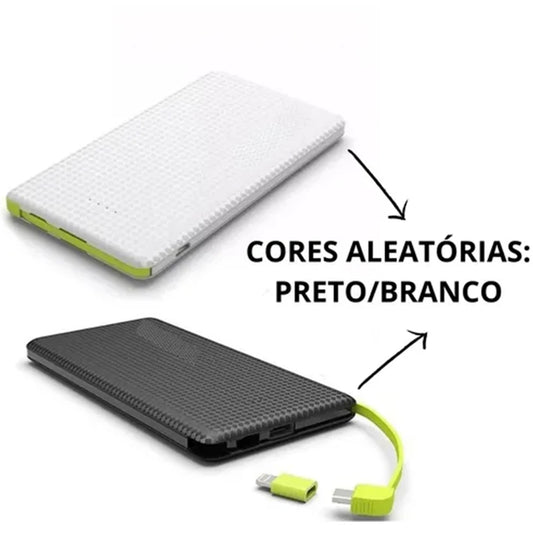 Power Bank 10000mAh Portátil, Carregamento Rápido Compacto Leve, Bateria Externa Para Celular Emergência