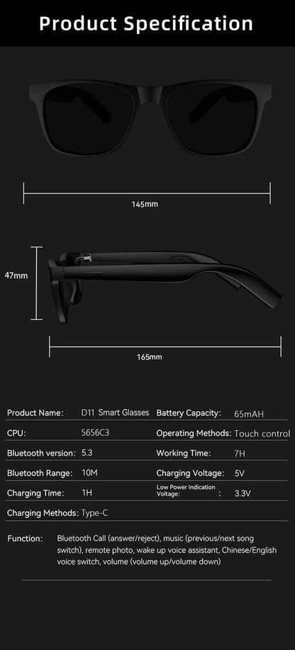 Óculos Inteligentes Xiaomi 8K Touch com Assistente de Voz IA, Bluetooth, Gravação de Vídeo e Controle Remoto, Câmera 1200W Pixels para Homens e Mulheres, Óculos com IA