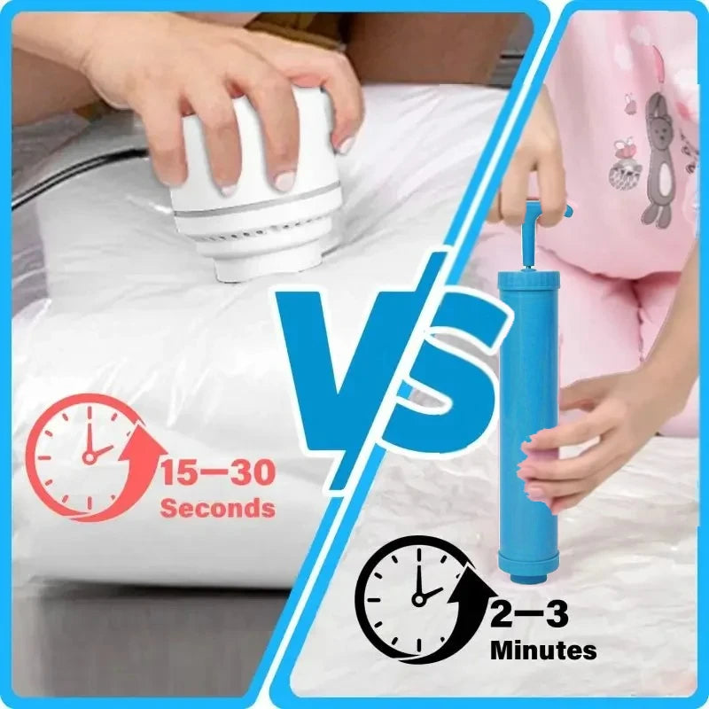 5 Peças Sacos de Armazenamento a Vácuo ou 1 Peça Bomba, Sacos Selados a Vácuo para Economia de Espaço, Ideais para Edredons, Roupas, Travesseiros, Roupas de Cama e Cobertores