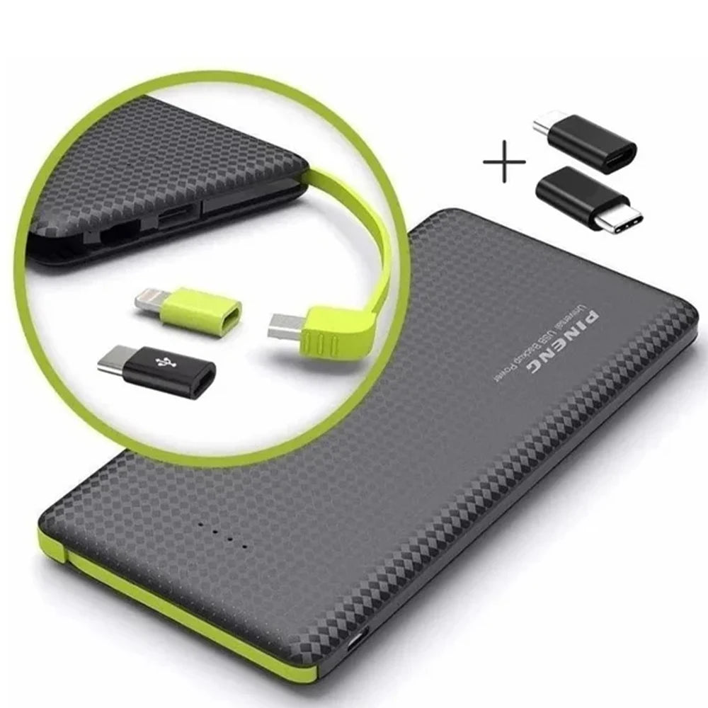 Power Bank 10000mAh Portátil, Carregamento Rápido Compacto Leve, Bateria Externa Para Celular Emergência