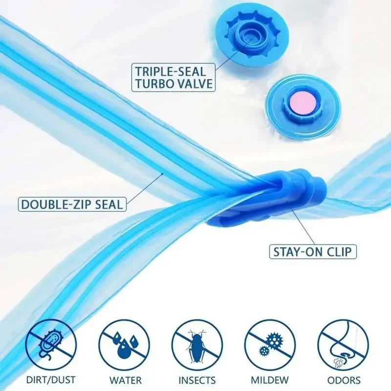 5 Peças Sacos de Armazenamento a Vácuo ou 1 Peça Bomba, Sacos Selados a Vácuo para Economia de Espaço, Ideais para Edredons, Roupas, Travesseiros, Roupas de Cama e Cobertores