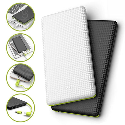 Power Bank 10000mAh Portátil, Carregamento Rápido Compacto Leve, Bateria Externa Para Celular Emergência
